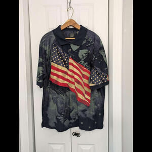 Cotton Traders Sport Men's Size XL Polo Shirt Blue Red Patriotic